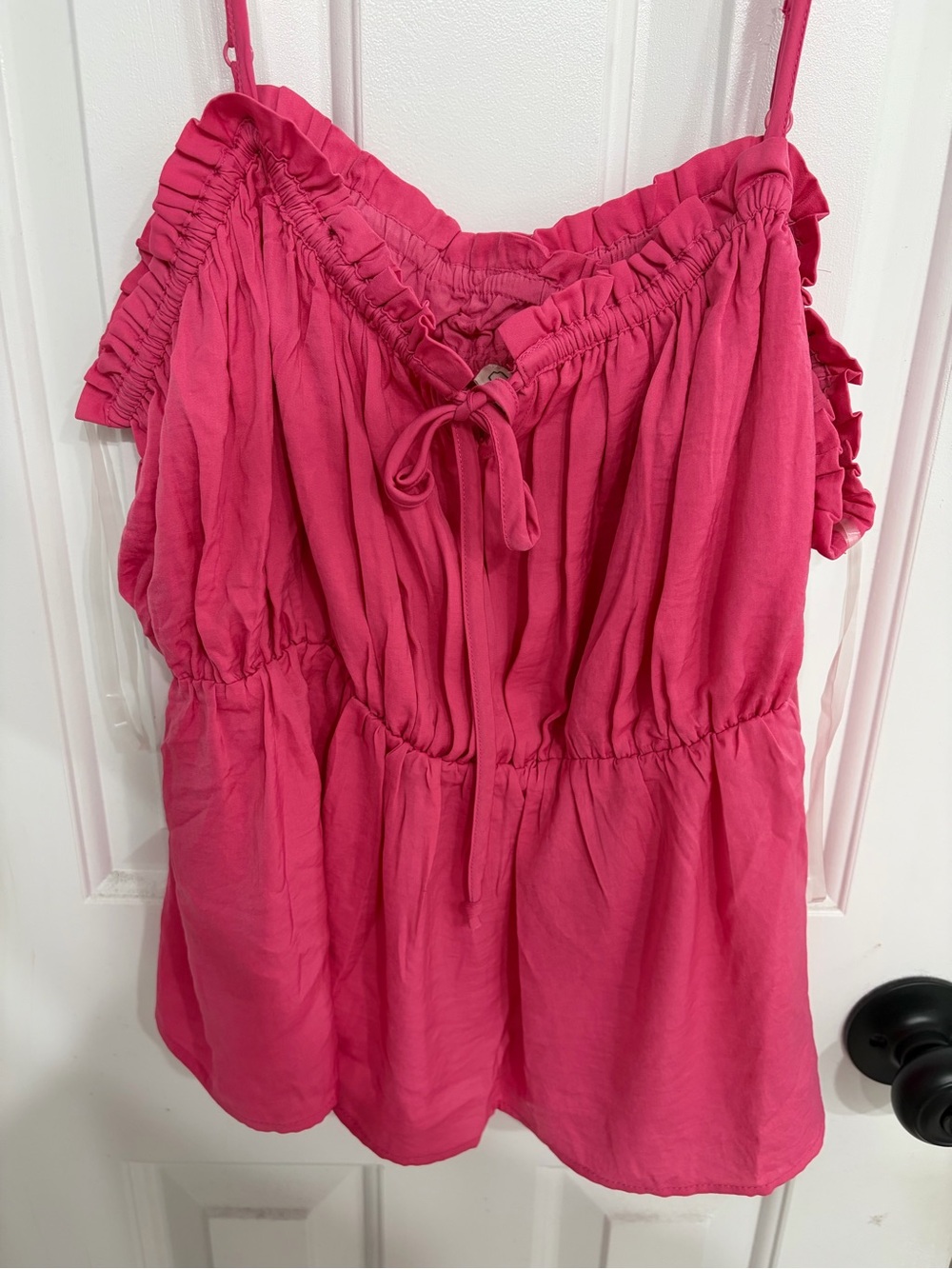 American Eagle Outfitters Hot Pink Ruffle Tie-Front Cami